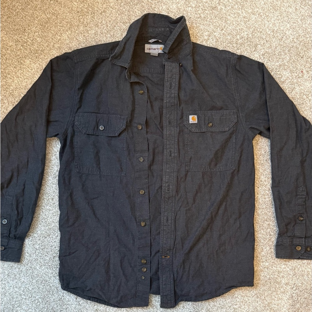 Carhartt Dark Gray Button-Up Work Shirt, S
